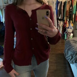 Maroon cardigan sweater